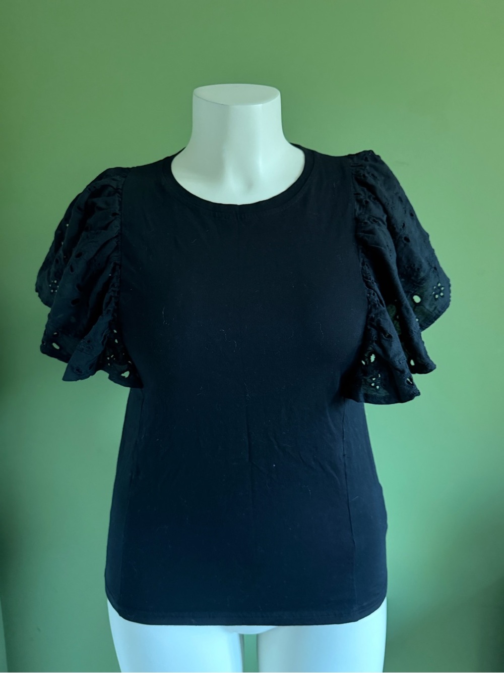 Molly Bracken Black Eyelet Detail Top